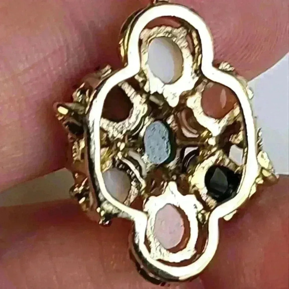 Gold-toned Multi Gemstone & tiny CZ earrings and necklace set - Picture 9 of 13